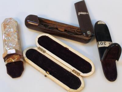 A 19thC mother of pearl and papier mache spectacles case - 3