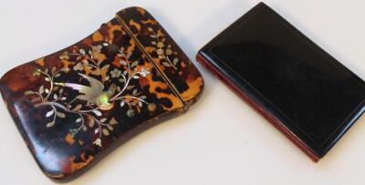 A 19thC tortoiseshell and mother of pearl card case - 2