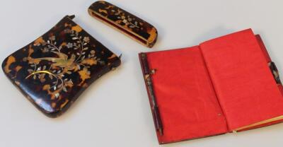 A 19thC tortoiseshell and mother of pearl card case - 3