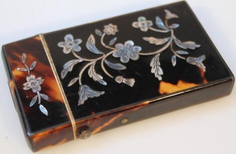 A Victorian tortoiseshell and mother of pearl card case