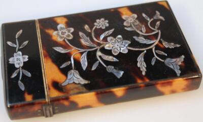 A Victorian tortoiseshell and mother of pearl card case - 2