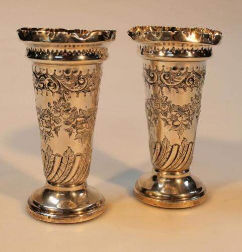 A pair of Victorian silver vases