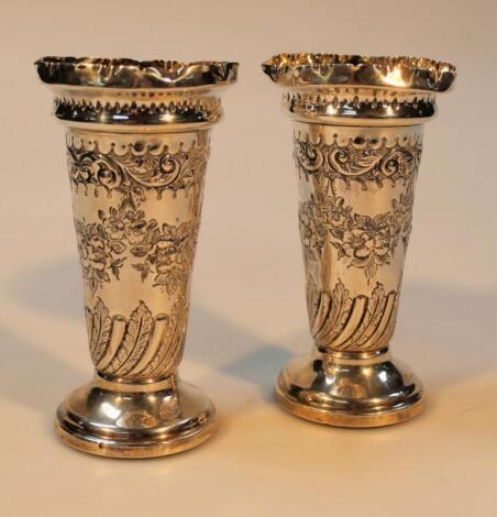 A pair of Victorian silver vases