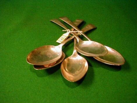 Five Edward VIII silver Old English pattern dessert spoons