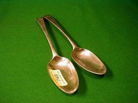 A matched pair of George III silver tablespoons