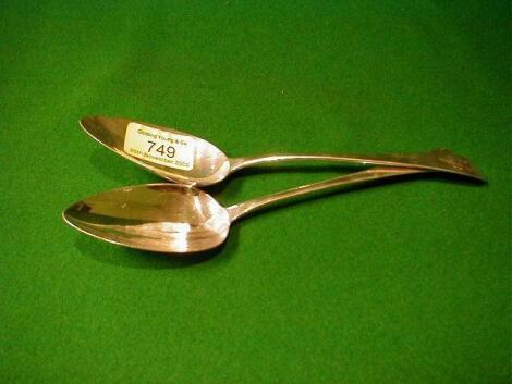 A matched pair of George III silver tablespoons