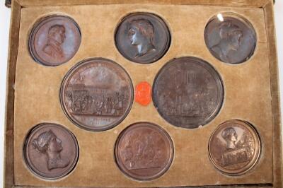 A cased set of 19thC French bronzed Napoleon related medallions - 3