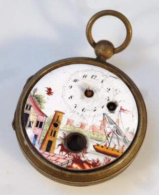 A 19thC enamel pocket watch