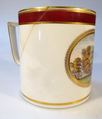 An 18thC Derby porcelain porter mug