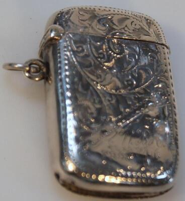 An Edwardian silver vesta case