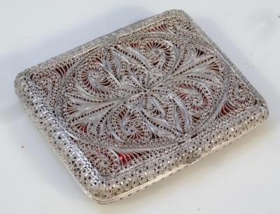 An early 20thC filigree cigarette case