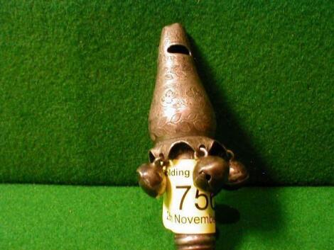 A Victorian silver child's whistle and rattle