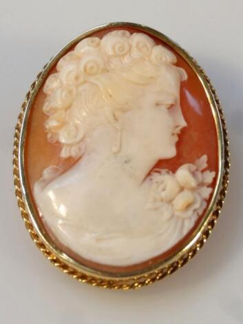 A shell cameo portrait