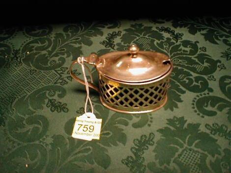 A George V silver oval openwork mustard