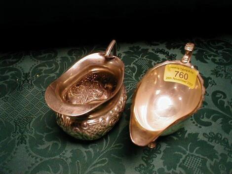 An Edwardian silver creamer and A Georgian style example