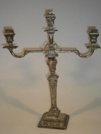 A 19thC silver plated candelabra