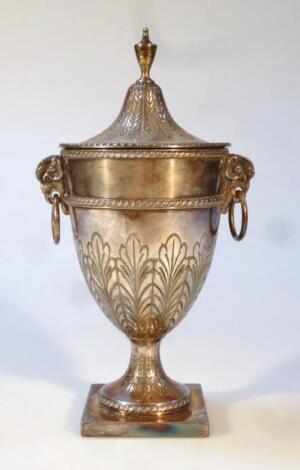 An Edwardian silver plated vase