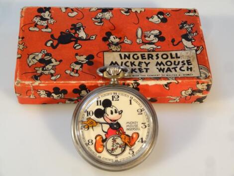 A mid-20thC Mickey Mouse Ingersoll pocket watch