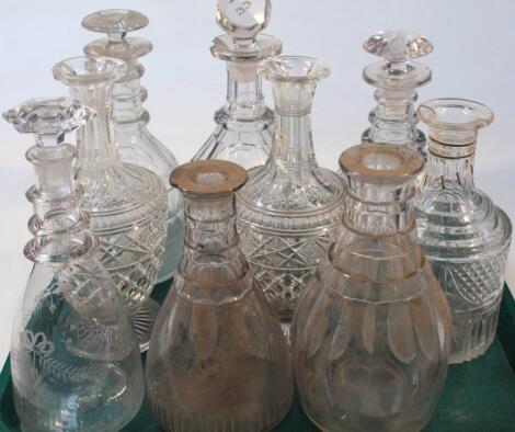 Various 19thC and later cut glass decanters