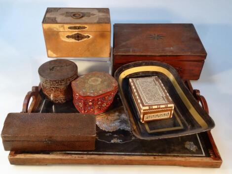 Various 19thC and other boxes and treen