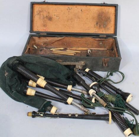 A cased set of bagpipes