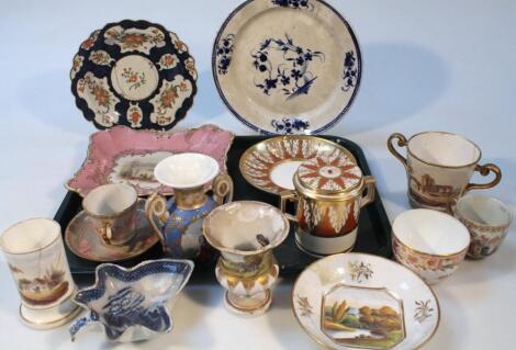 Various 18thC and later pottery and porcelain plates