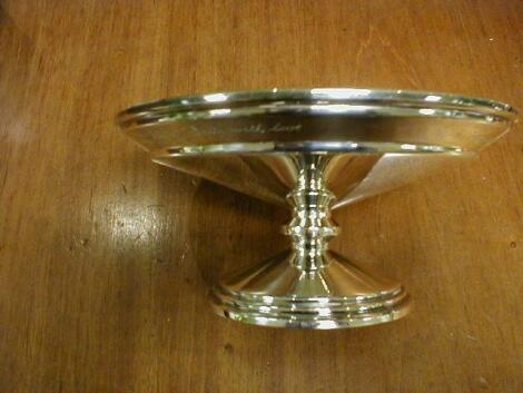 A silver pedestal dish