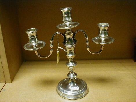 A silver 3-branch candelabra