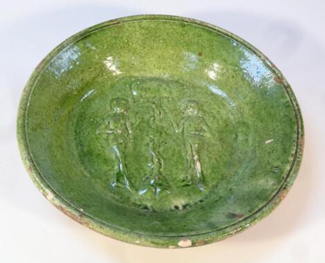 An English lead glaze pottery Fall of Man plate