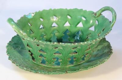 An early 19thC Staffordshire pottery chestnut basket