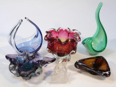 Various mid-20thC Murano and other style studio glass