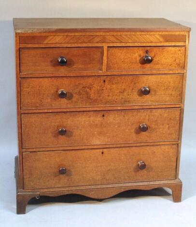 A 19thC oak flat fronted chest