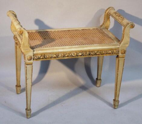 An Adams revival light oak and gilt wood stool