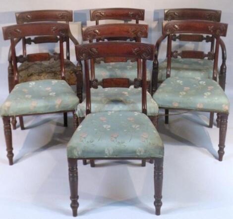 A harlequin set of seven mahogany dining chairs