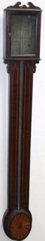 An Edwardian mahogany and boxwood strung stick barometer