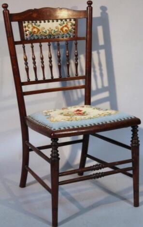 An Edwardian mahogany and boxwood strung chair