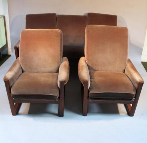 A 1960's retro Guy Rogers Virginia three piece saloon suite