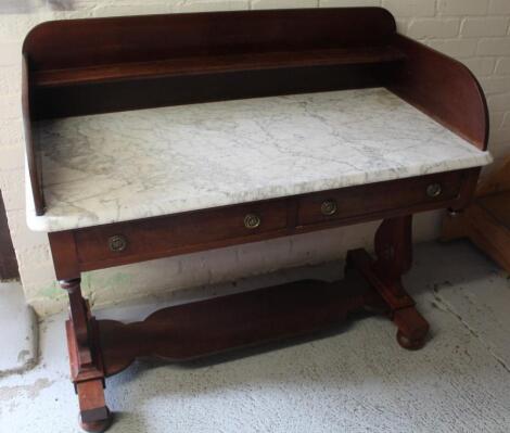 A Victorian mahogany marble top wash stand