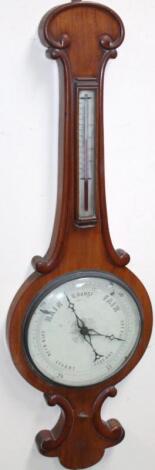 A late 19thC/early 20thC mahogany cased two dial banjo barometer