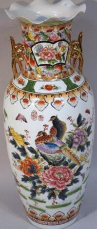 A 20thC Chinese pottery freestanding vase