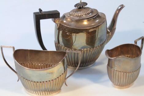 An Edwardian silver three piece tea service