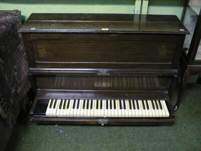 A oak cased tabletop ships' piano by J B Cramer & Co London