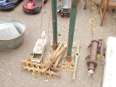 A set of vintage tennis ground equipment