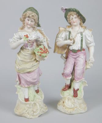 A pair of late 19thC German bisque figures