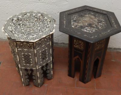 Two Middle Eastern and mother of pearl inlaid tables
