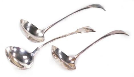 Three various silver plated ladles