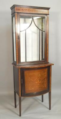 An Edwardian mahogany and marquetry display cabinet