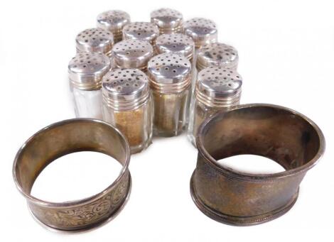 A matched set of twelve miniature pepper pots