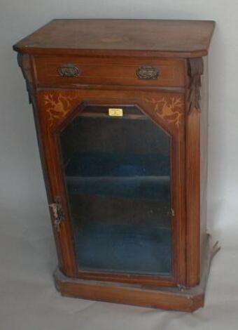 A Victorian walnut marquetry pier cabinet with single drawer over single