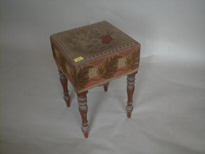 An early Victorian mahogany stool with turned